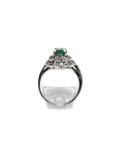 Bague contemporaine en argent 925 sertie d'un strass et de marcassites