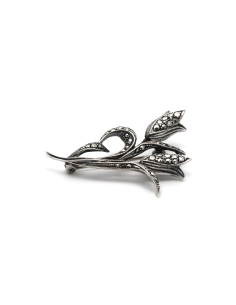 Broche Art Déco en argent 835 sertie de marcassites