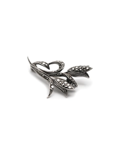 Broche Art Déco en argent 835 sertie de marcassites
