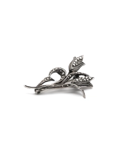 Broche Art Déco en argent 835 sertie de marcassites