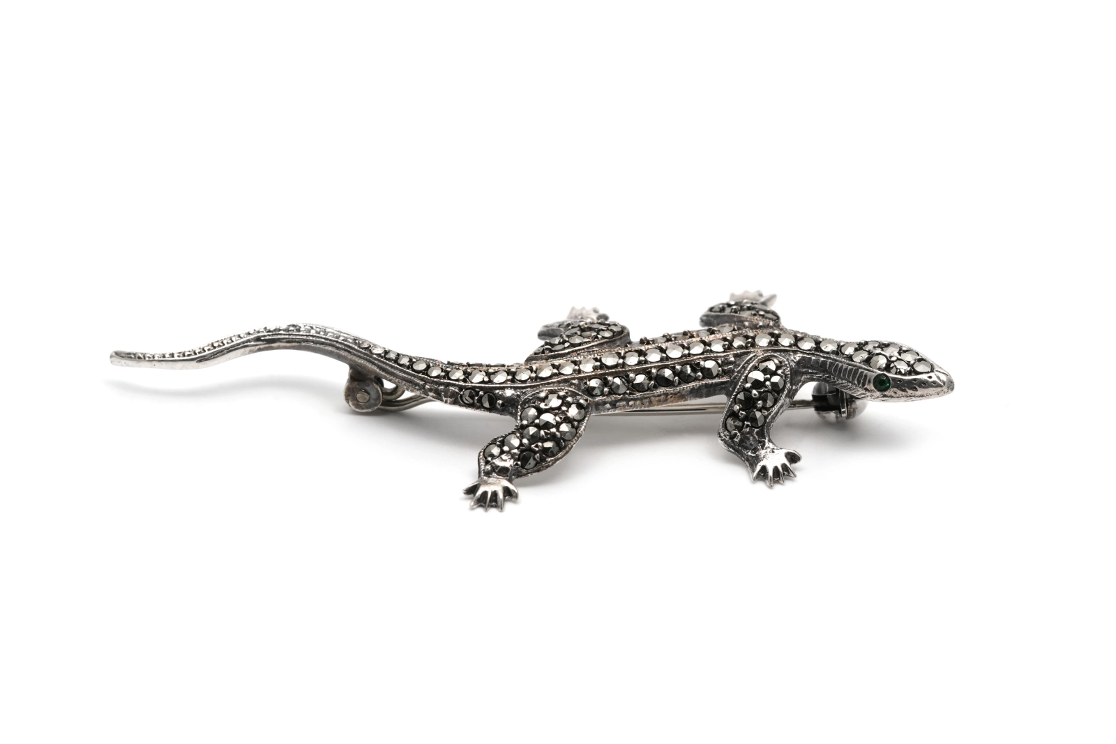 Broche Art Déco en argent 835 sertie de marcassites