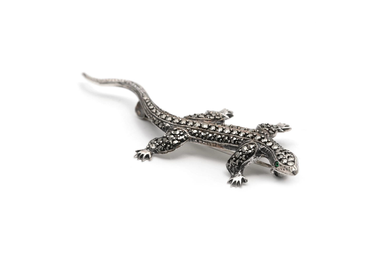 Broche Art Déco en argent 835 sertie de marcassites