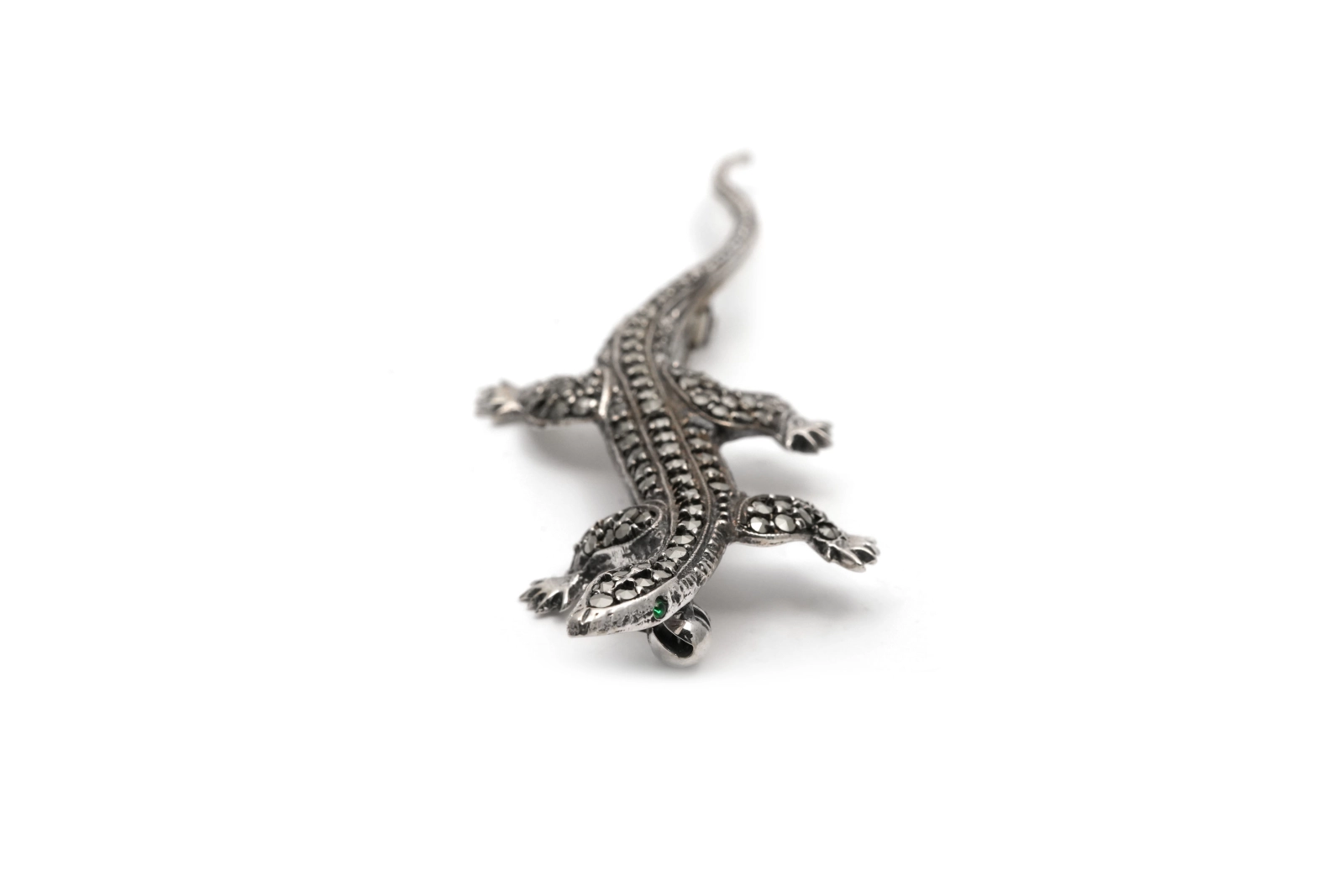 Broche Art Déco en argent 835 sertie de marcassites