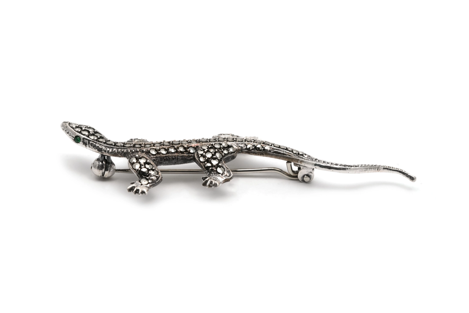 Broche Art Déco en argent 835 sertie de marcassites