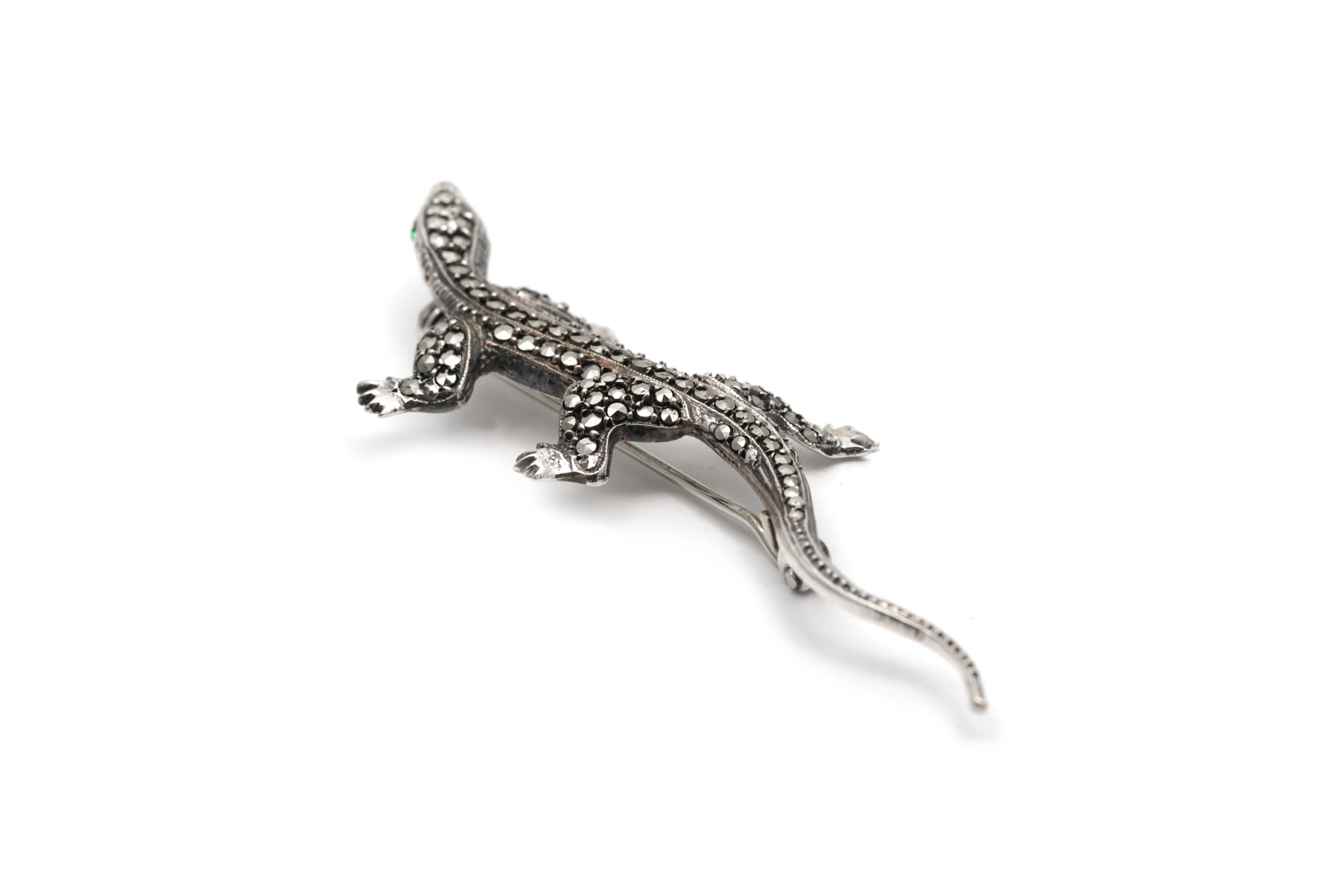Broche Art Déco en argent 835 sertie de marcassites