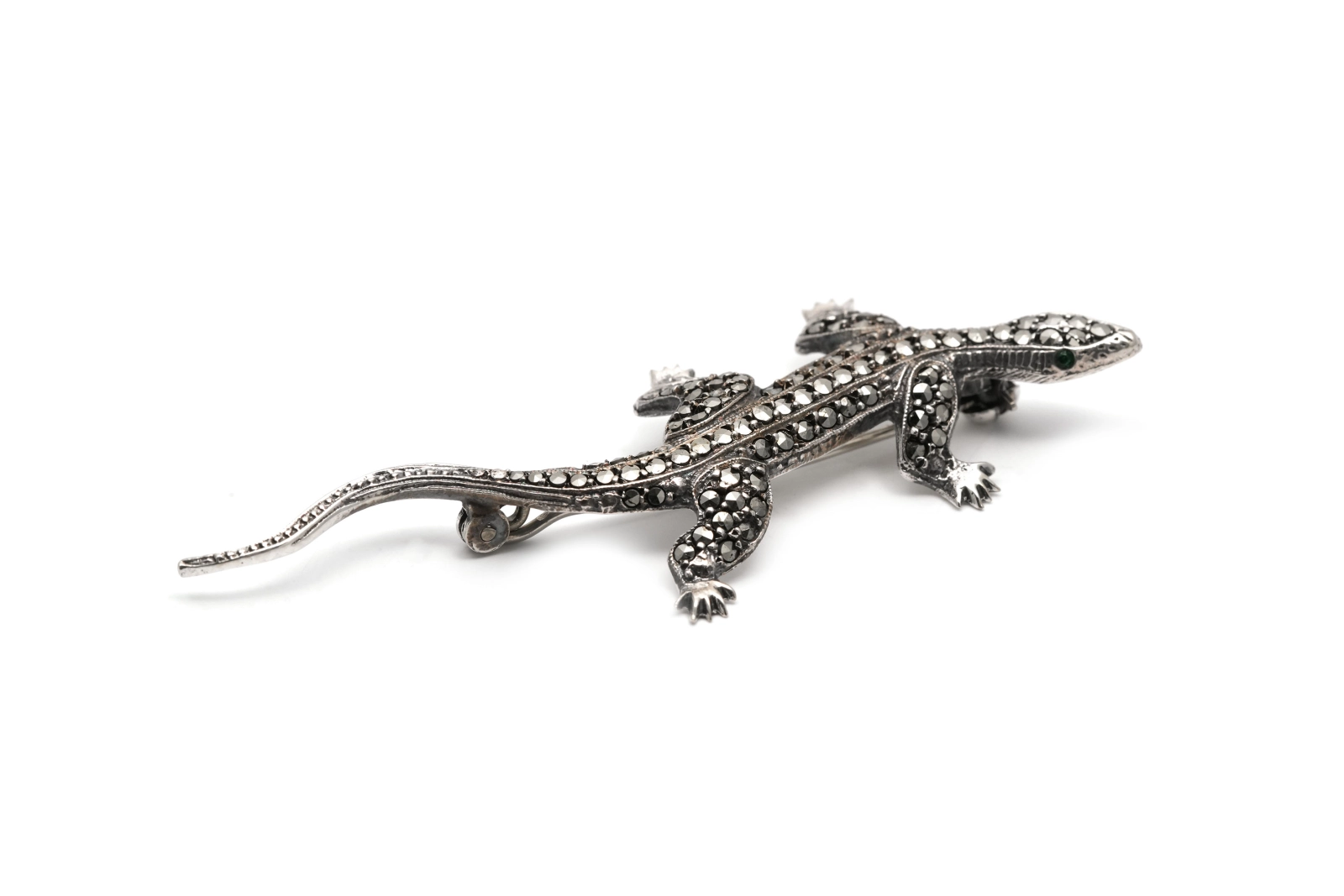 Broche Art Déco en argent 835 sertie de marcassites