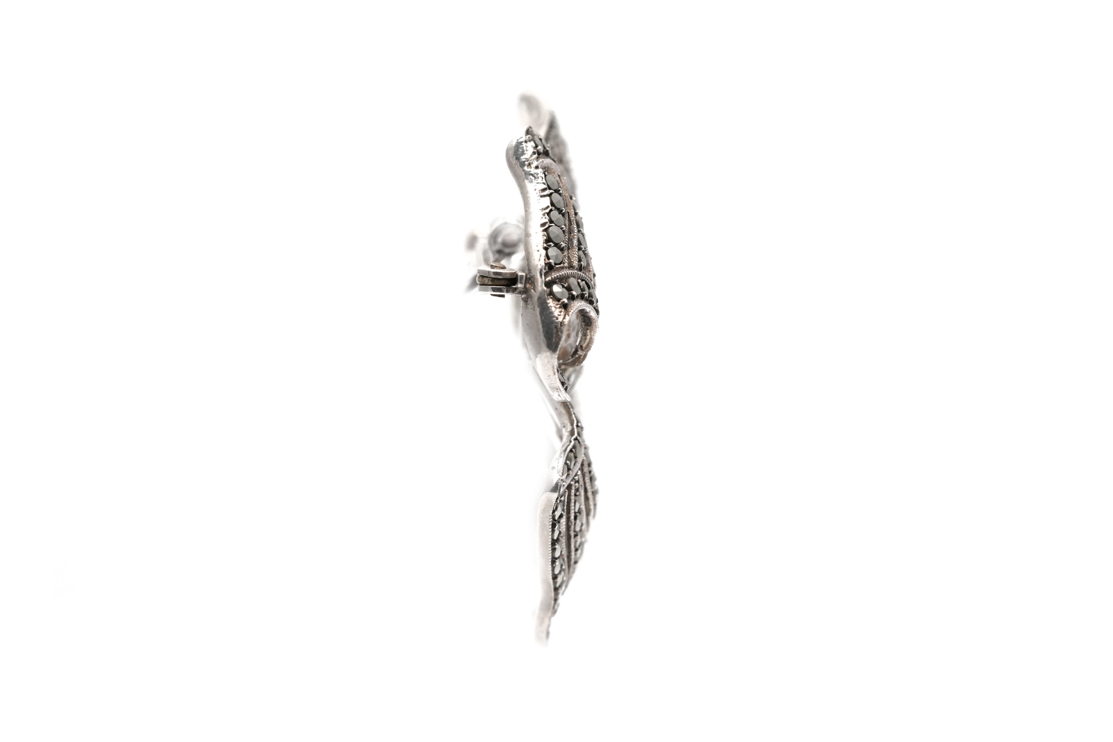 Broche Art Déco en argent 835 sertie de marcassites