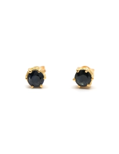 Boucles d'oreilles contemporaines en or jaune 18 carats serties de saphirs