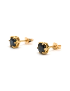 Boucles d'oreilles contemporaines en or jaune 18 carats serties de saphirs