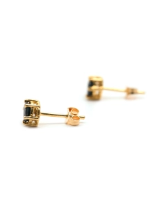 Boucles d'oreilles contemporaines en or jaune 18 carats serties de saphirs