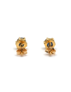 Boucles d'oreilles contemporaines en or jaune 18 carats serties de saphirs