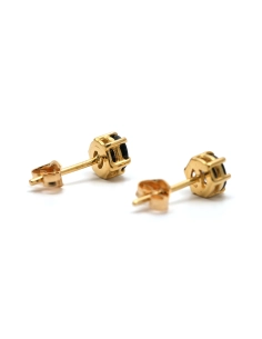 Boucles d'oreilles contemporaines en or jaune 18 carats serties de saphirs