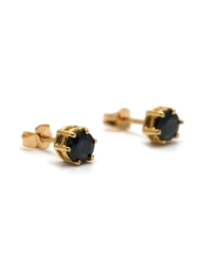 Boucles d'oreilles contemporaines en or jaune 18 carats serties de saphirs