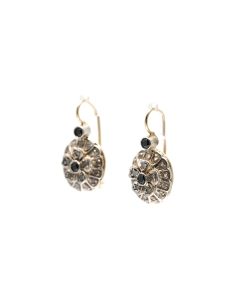 Boucles d'oreilles Art Déco en or jaune 14 carats et argent serties de diamants taille "rose" et de saphirs