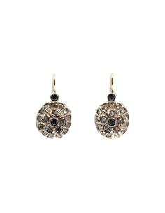 Boucles d'oreilles Art Déco en or jaune 14 carats et argent serties de diamants taille "rose" et de saphirs