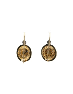 Boucles d'oreilles Art Déco en or jaune 14 carats et argent serties de diamants taille "rose" et de saphirs