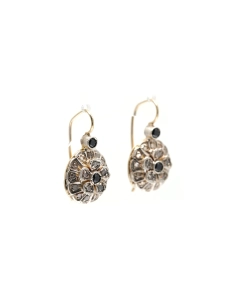 Boucles d'oreilles Art Déco en or jaune 14 carats et argent serties de diamants taille "rose" et de saphirs