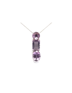 Pendentif contemporain en argent serti d'améthystes