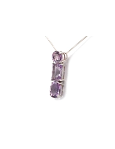 Pendentif contemporain en argent serti d'améthystes