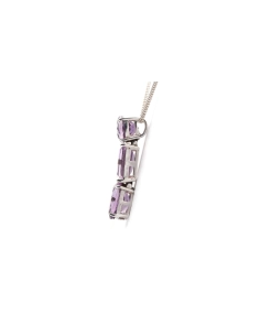 Pendentif contemporain en argent serti d'améthystes