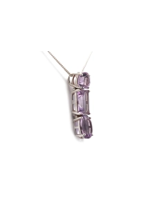 Pendentif contemporain en argent serti d'améthystes