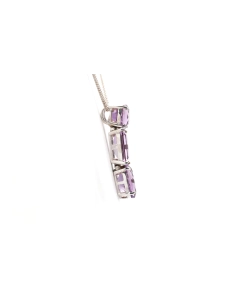 Pendentif contemporain en argent serti d'améthystes