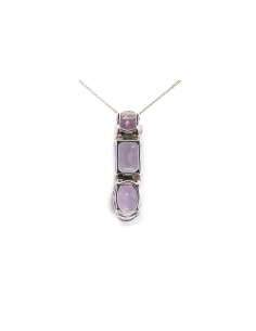 Pendentif contemporain en argent serti d'améthystes