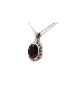 Pendentif Art Déco en argent 830 serti d'un rubis de synthèse - - 2