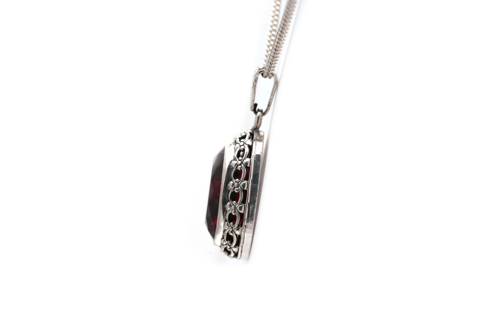 Pendentif Art Déco en argent 830 serti d'un rubis de synthèse - - 3