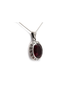 Pendentif Art Déco en argent 830 serti d'un rubis de synthèse - - 5