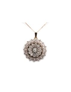 Pendentif Art Nouveau en or jaune 18 carats et argent serti de diamants taille "Old cut" et "rose"