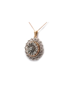 Pendentif Art Nouveau en or jaune 18 carats et argent serti de diamants taille "Old cut" et "rose"