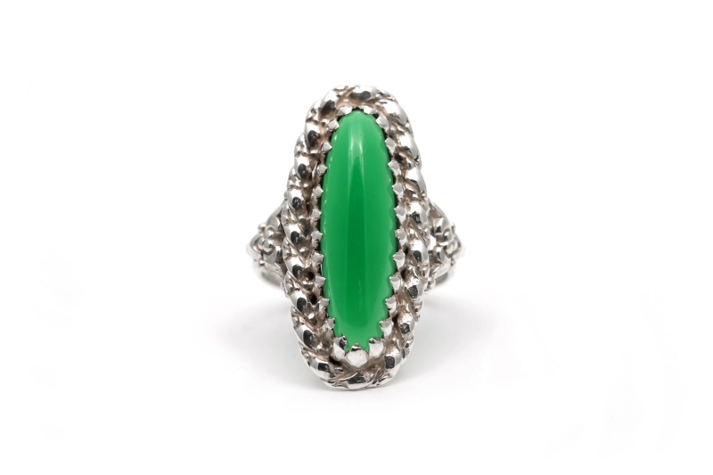 Bague Années 70 en argent 935 sertie d'une chrysocolle