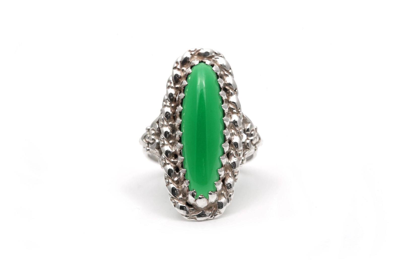 Bague Années 70 en argent 935 sertie d'une chrysocolle