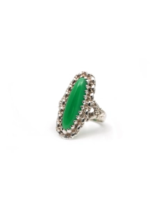 Bague Années 70 en argent 935 sertie d'une chrysocolle