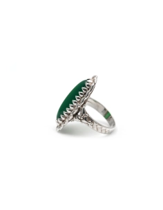 Bague Années 70 en argent 935 sertie d'une chrysocolle