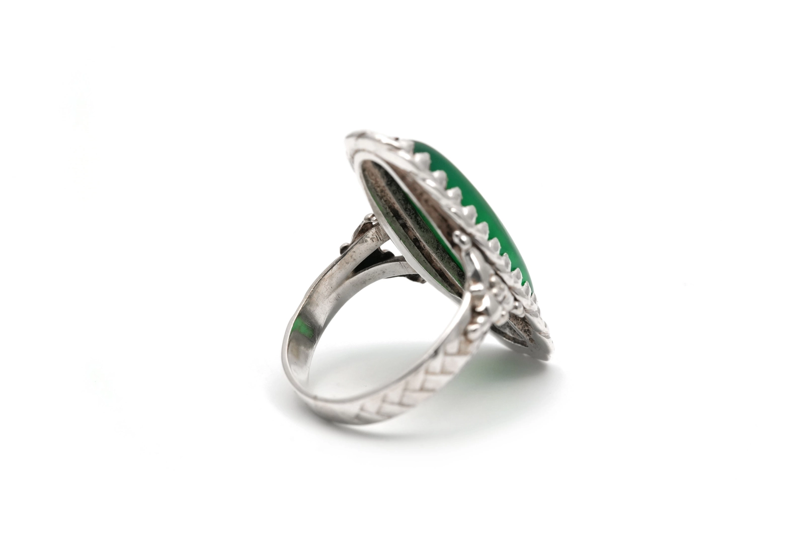 Bague Années 70 en argent 935 sertie d'une chrysocolle