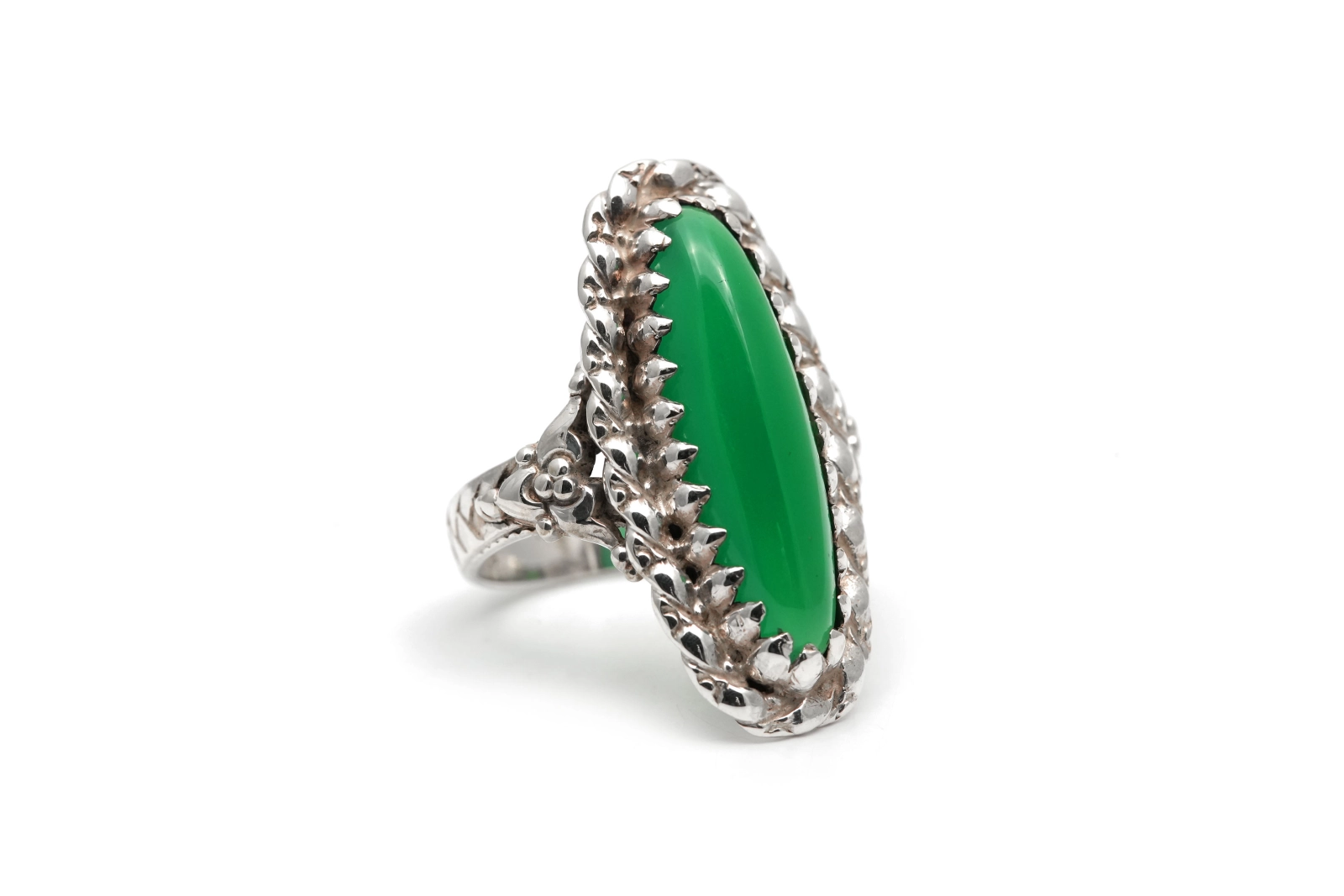 Bague Années 70 en argent 935 sertie d'une chrysocolle