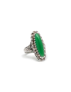 Bague Années 70 en argent 935 sertie d'une chrysocolle