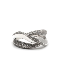 Bague contemporaine en argent 925 sertie de zirconiums