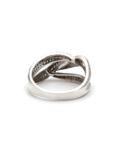 Bague contemporaine en argent 925 sertie de zirconiums