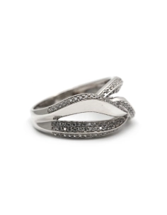 Bague contemporaine en argent 925 sertie de zirconiums
