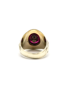 Bague "University of Pittsburg 1938" en or jaune 10 carats sertie d'un rubis de synthèse