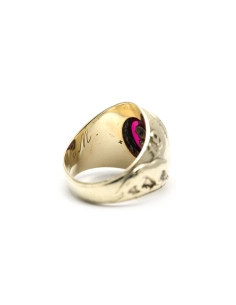 Bague "University of Pittsburg 1938" en or jaune 10 carats sertie d'un rubis de synthèse
