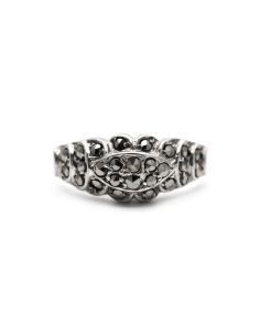 Bague Art Déco en argent 835 sertie de marcassites
