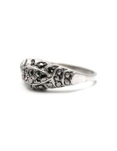 Bague Art Déco en argent 835 sertie de marcassites
