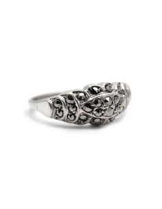 Bague Art Déco en argent 835 sertie de marcassites