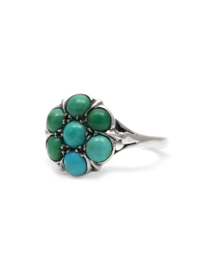 Bague contemporaine en argent sertie de turquoises