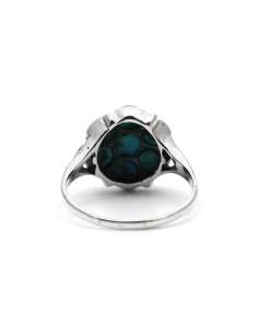 Bague contemporaine en argent sertie de turquoises