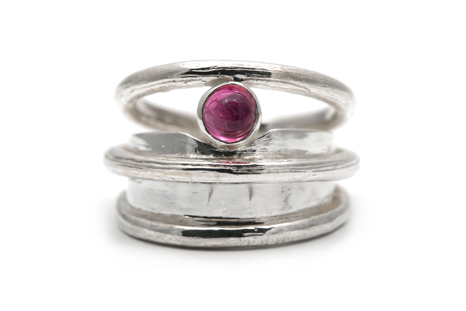 Bague Années 70 en argent sertie d'une tourmaline